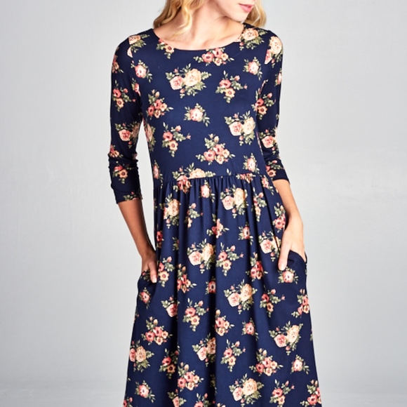 LAST ONE! 3/4 Sleeve Knit Dress - Picture 5 of 5